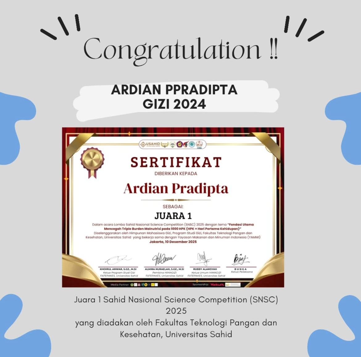 Prestasi Mahasiswa Program Studi Gizi