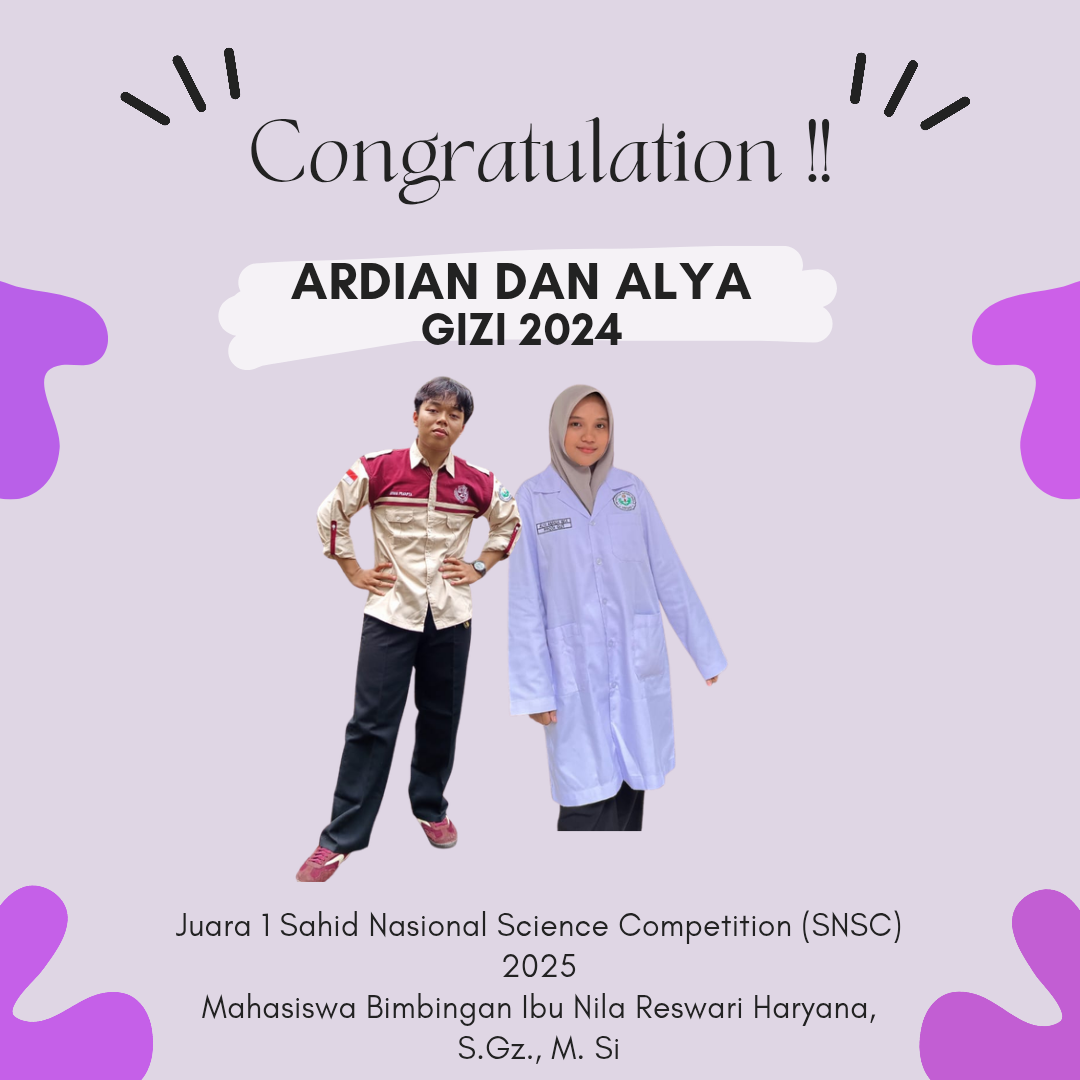 Juara 1 Sahid Nasional Science Competition (SNSC) 2025 yang diadakan oleh Fakultas Teknologi Pangan dan Kesehatan, Universitas Sahid